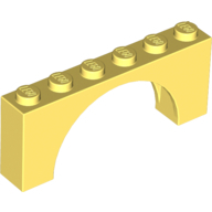 Lego kostka (kostička) most oblouk 1x6x2, světle žlutá jasná (6074923)
